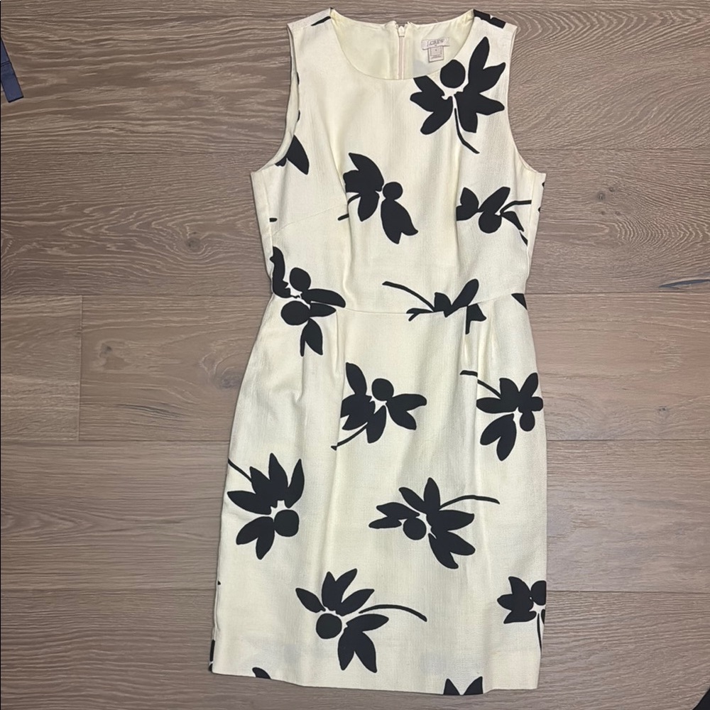 J. Crew White and Cream Sheath Midi Dress